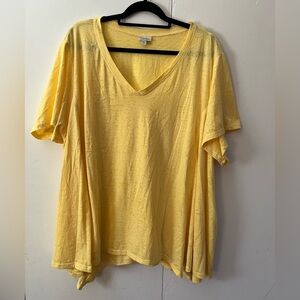 Yellow V-Neck Women's Top by Avenue size 30/32